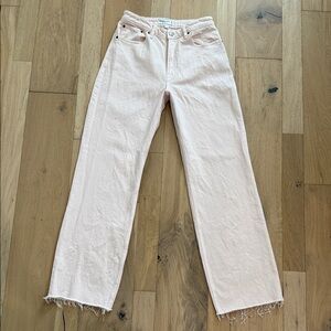 Abercrombie & Fitch Women's Light Pink Straight Leg Jeans